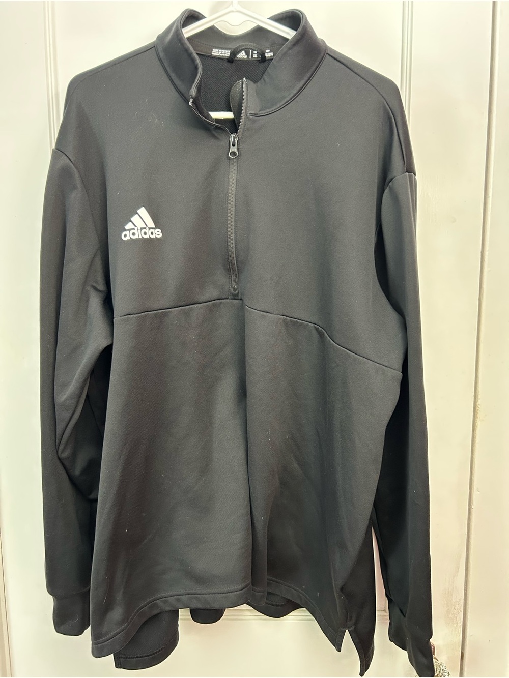 adidas Pullover Black Quarter-Zip Logo Athletic  Long Sleeve Size 2X